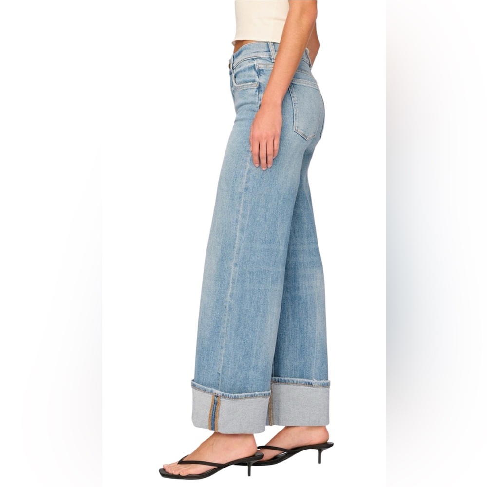 DL1961 Light Blue Wide Leg Cuffed Jeans - Picture 3 of 4